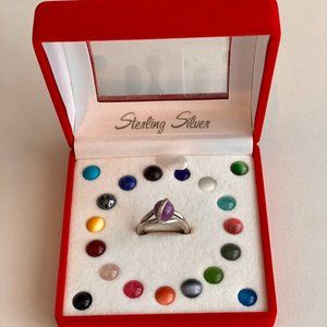 Sterling Silver Multi Stone Interchangeable Ring Set Size 8